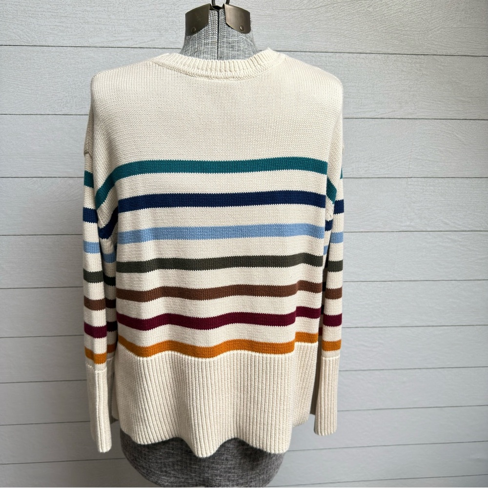 GAP Striped Cotton Knit Sweater | Coastal Earth Tones | Relaxed Fit | Size M - Picture 7 of 11